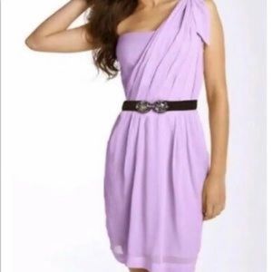 BCBG Silk Lavender One Shoulder Mini Dress